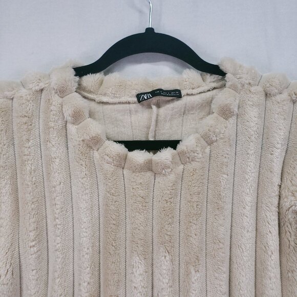 Zara Super Soft Ribbed Cropped Preppy Sweater Beige Pullover Top Size S - Picture 2 of 11